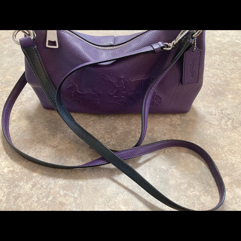 Coach purple/grape soft leather crossbody purse.